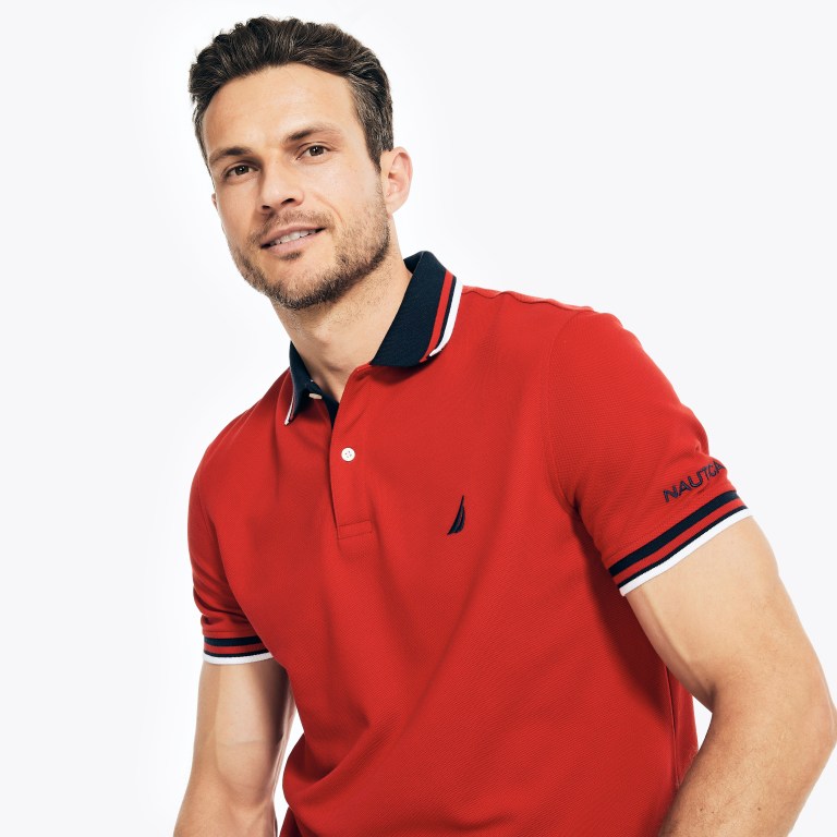 Nautica Klassieke Fit Solid Poloshirt Heren Rood | hsCRnAzD