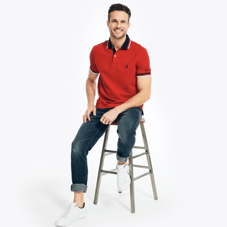 Nautica Klassieke Fit Solid Poloshirt Heren Rood | hsCRnAzD