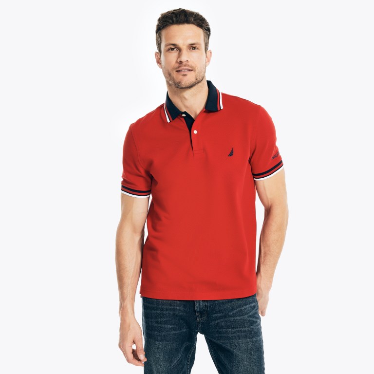 Nautica Klassieke Fit Solid Poloshirt Heren Rood | hsCRnAzD