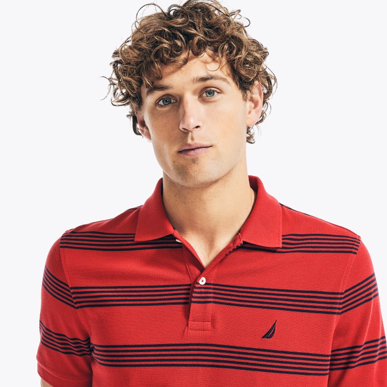 Nautica Klassieke Fit Striped Deck Poloshirt Heren Rood | VEbUepeH