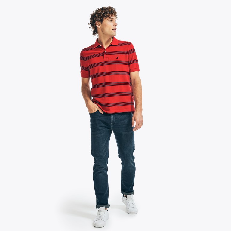 Nautica Klassieke Fit Striped Deck Poloshirt Heren Rood | VEbUepeH