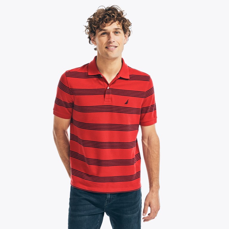 Nautica Klassieke Fit Striped Deck Poloshirt Heren Rood | VEbUepeH