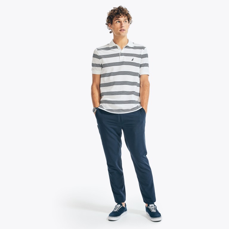 Nautica Klassieke Fit Striped Deck Poloshirt Heren Wit | tISPGEJj