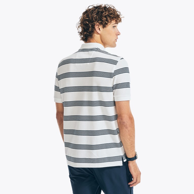 Nautica Klassieke Fit Striped Deck Poloshirt Heren Wit | tISPGEJj