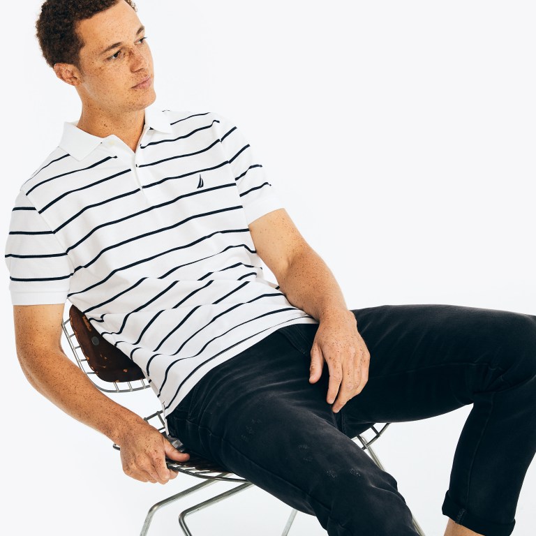 Nautica Klassieke Fit Striped Poloshirt Heren Wit | 6kauaqMk