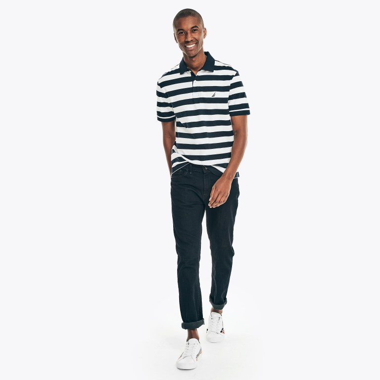 Nautica Klassieke Fit Striped Poloshirt Heren Donkerblauw | Um87vyFB