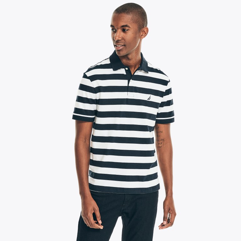 Nautica Klassieke Fit Striped Poloshirt Heren Donkerblauw | Um87vyFB