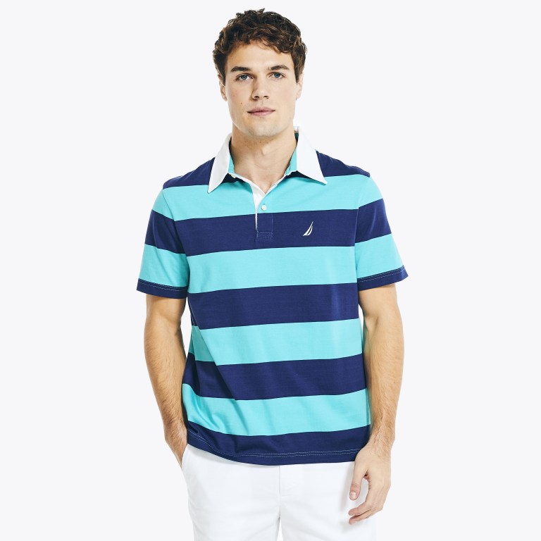 Nautica Klassieke Fit Striped Poloshirt Heren Lichtolijfgroen | lNtjneOX