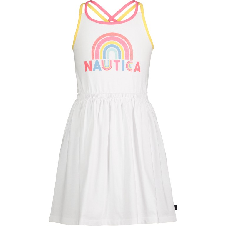 Nautica Little Multi-strap Tank (4-7) Jurken Meisjes Wit Lichtturkoois | u7vrG1he