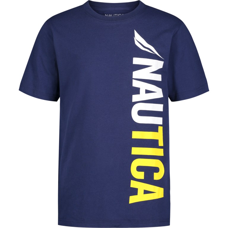 Nautica Little Vertical Logo (4-7) T-shirts Jongens Donkerblauw | XMQGtF5p