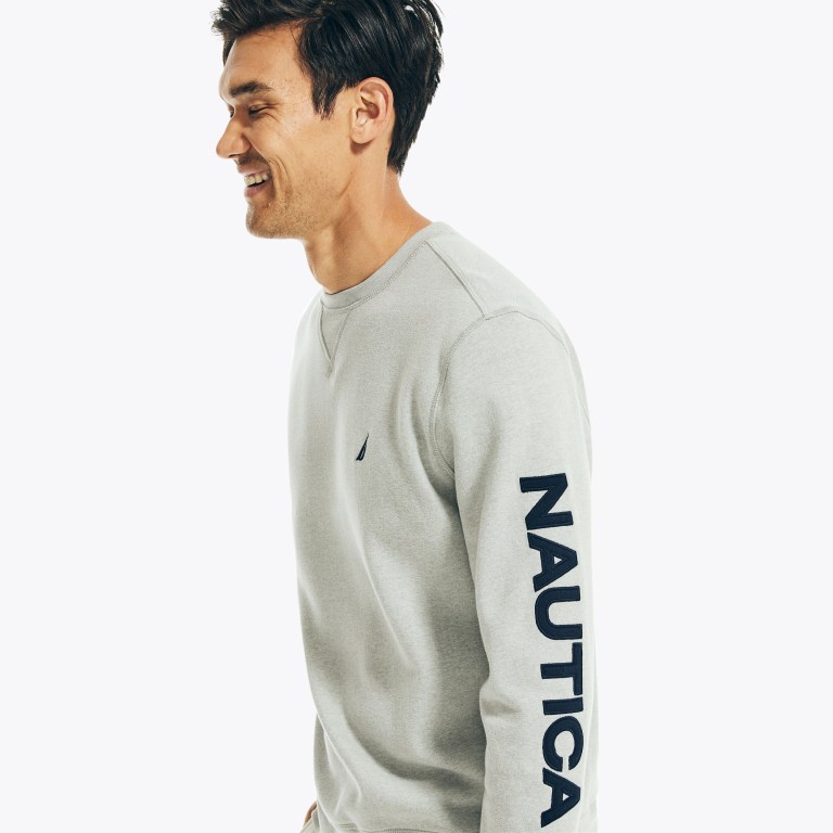 Nautica Logo Crewneck Sweatshirts Heren Grijs | 4GVplc6J