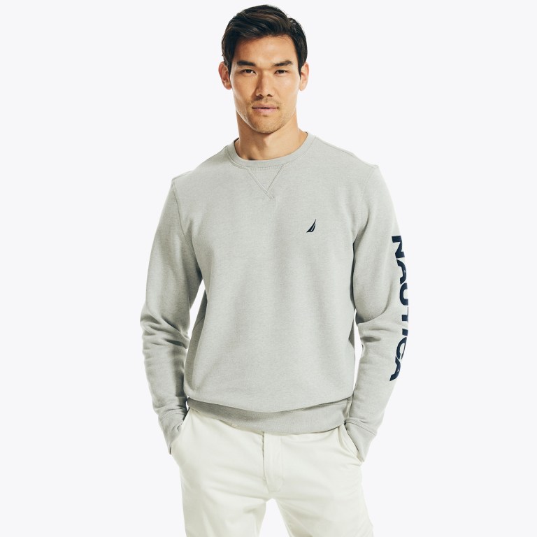 Nautica Logo Crewneck Sweatshirts Heren Grijs | 4GVplc6J