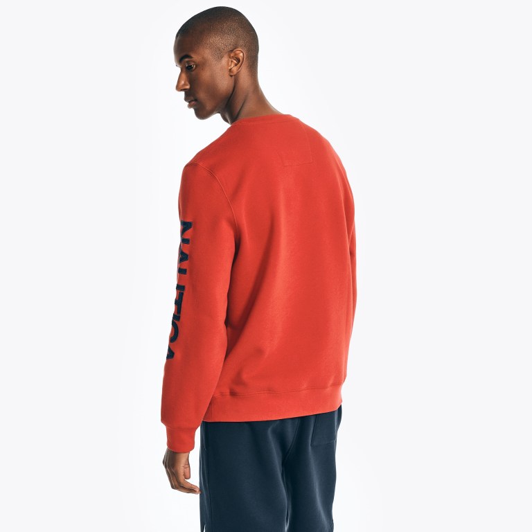 Nautica Logo Crewneck Sweatshirts Heren Rood | 78kDaL37