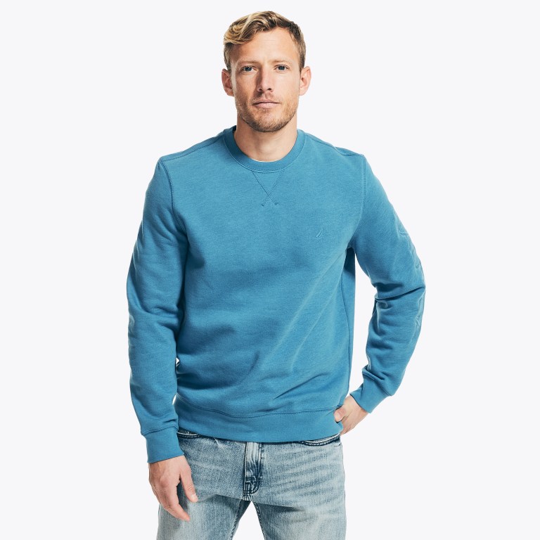 Nautica Logo Crewneck Sweatshirts Heren Blauw | IpkAb65J