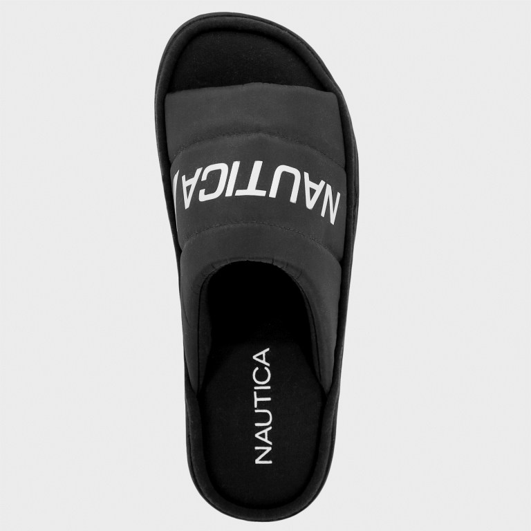 Nautica Logo Embossed Badslippers Heren Zwart | o9KaORgr