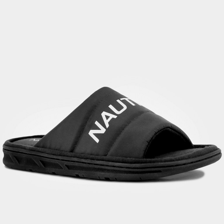 Nautica Logo Embossed Badslippers Heren Zwart | o9KaORgr