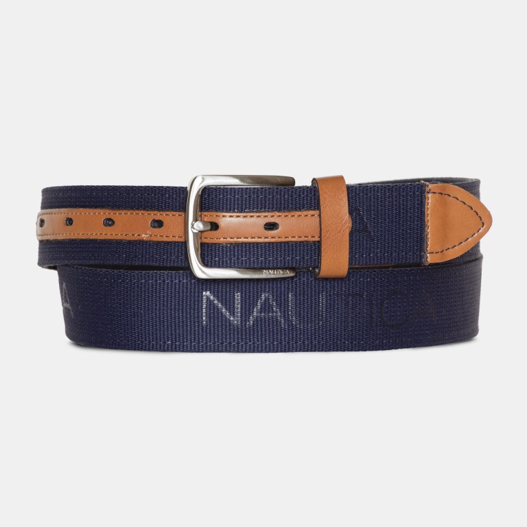 Nautica Logo Embossed Riemen Heren Bruin Grijs | OV9IPWoO