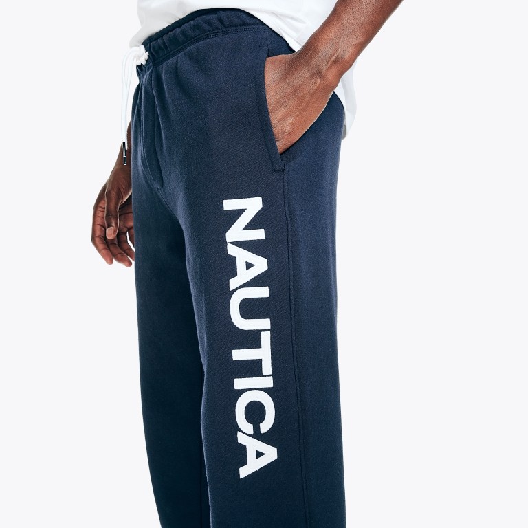 Nautica Logo Fleece Joggingbroek Heren Donkerblauw | yRq59S5Y