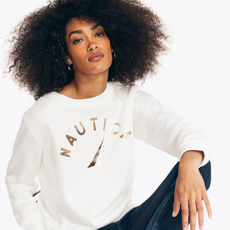 Nautica Logo Grafische Sweatshirts Dames Wit | NGPOtY4d