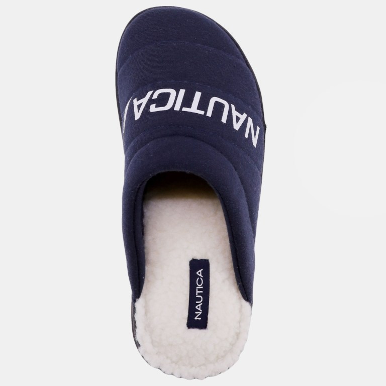 Nautica Logo Jersey Slippers Heren Donkerblauw | UrDf8i00