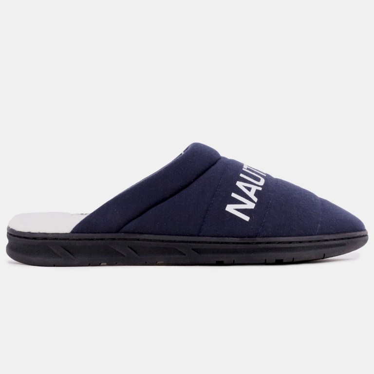 Nautica Logo Jersey Slippers Heren Donkerblauw | UrDf8i00