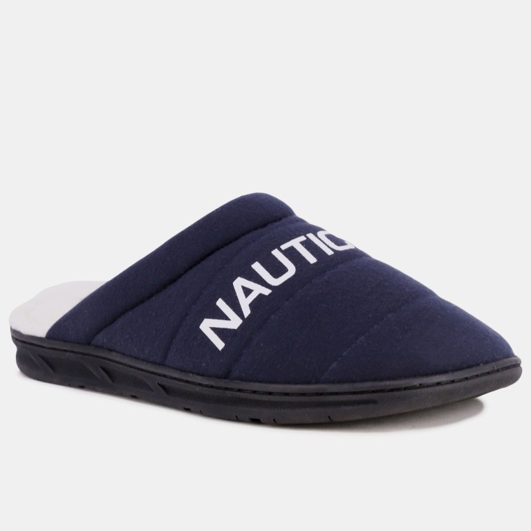 Nautica Logo Jersey Slippers Heren Donkerblauw | UrDf8i00