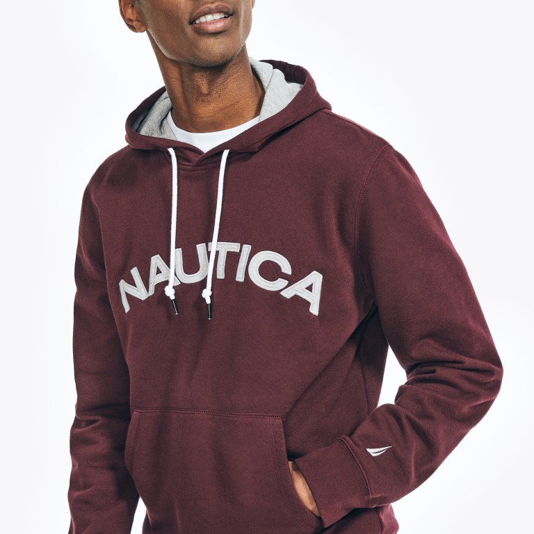 Nautica Logo Pullover Hoodie Sweatshirts Heren Rood | oyEjc8x1