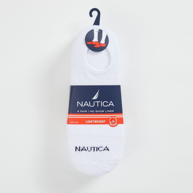 Nautica Logo Stretch Liner , 6-pack Sokken Heren Zwart | 5w8XeoMd