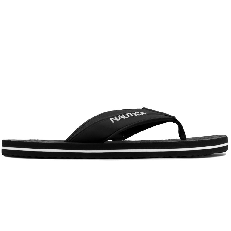 Nautica Logo String Teenslippers Heren Zwart | FeInOdcu