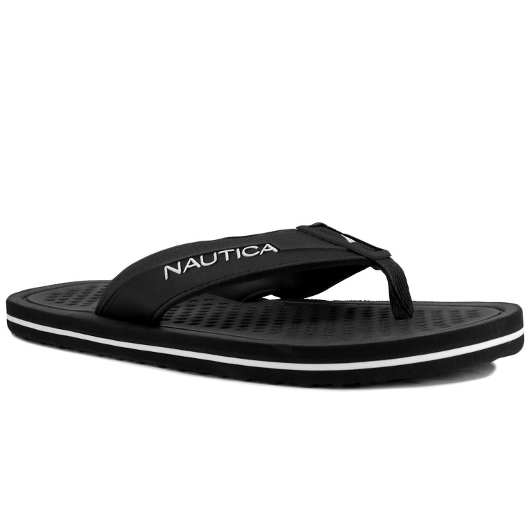 Nautica Logo String Teenslippers Heren Zwart | FeInOdcu