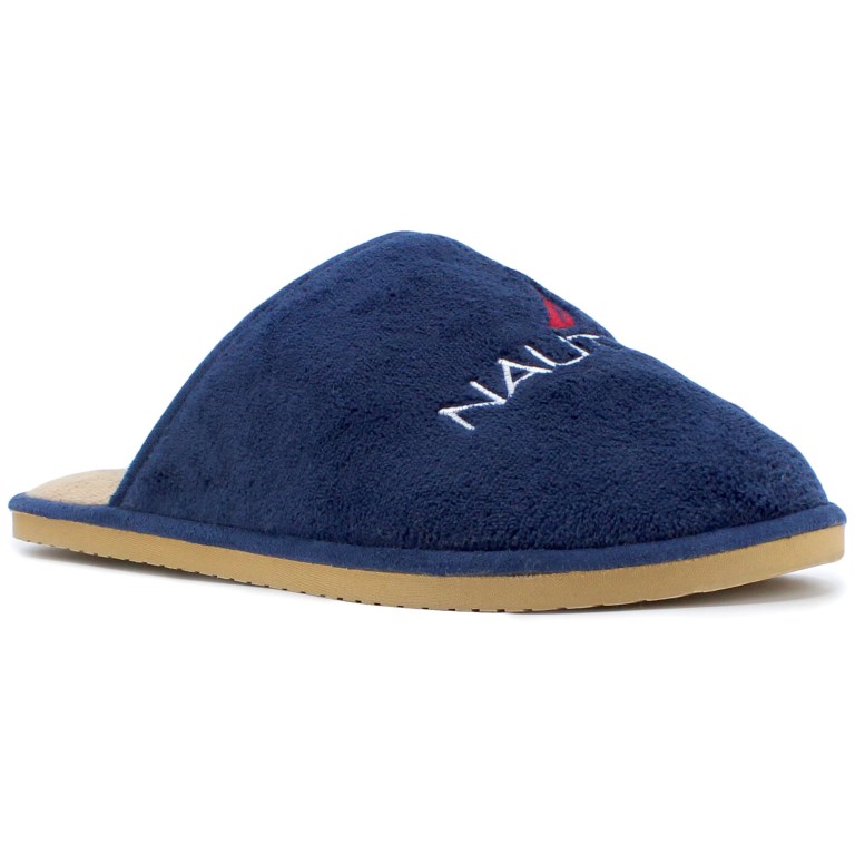 Nautica Logo Terry Slippers Heren Blauw | mNAzxwpC