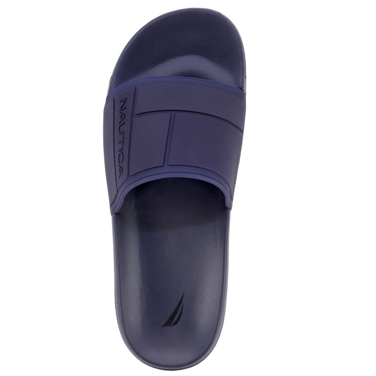 Nautica Logo-embossed Badslippers Heren Blauw | UARBnrsD