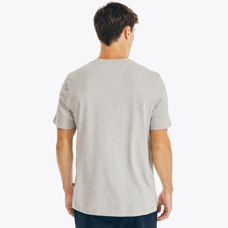 Nautica Logo -sleeve Henley T-shirts Heren Grijs | ds2XQIIu