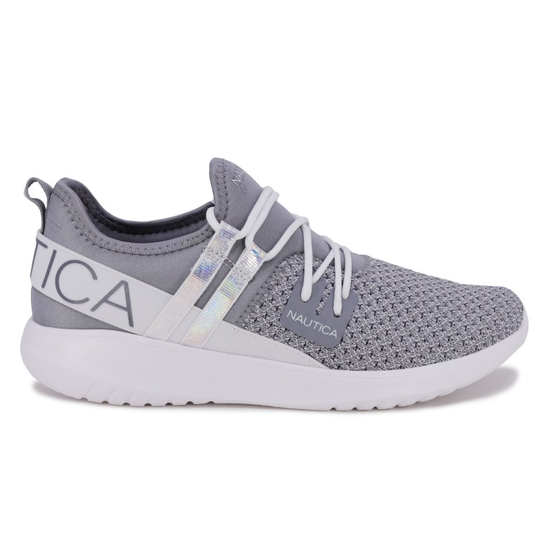 Nautica Logo-strap Mesh Sneakers Dames Grijs | 4aORhl4d