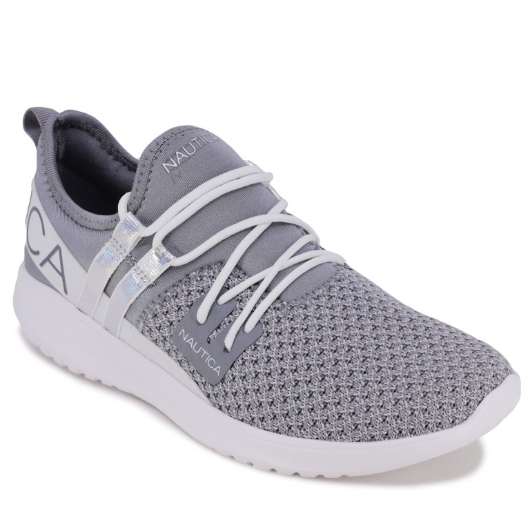 Nautica Logo-strap Mesh Sneakers Dames Grijs | 4aORhl4d