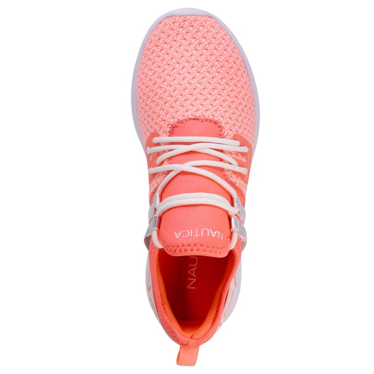 Nautica Logo-strap Mesh Sneakers Dames Rood | 3cxOkmrA