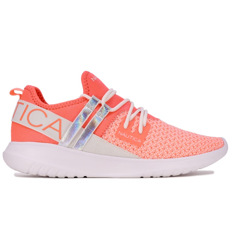 Nautica Logo-strap Mesh Sneakers Dames Rood | 3cxOkmrA