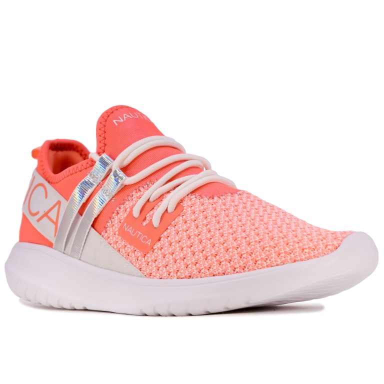 Nautica Logo-strap Mesh Sneakers Dames Rood | 3cxOkmrA