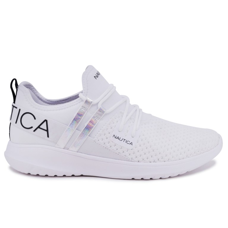 Nautica Logo-strap Mesh Sneakers Dames Wit Lichtturkoois | 6m8fSY9n