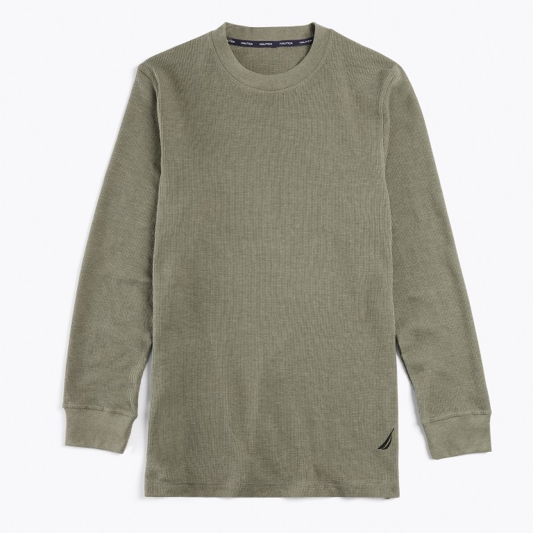 Nautica Long-sleeve Crewneck Thermal T-shirts Heren Groen | y2MHELrY