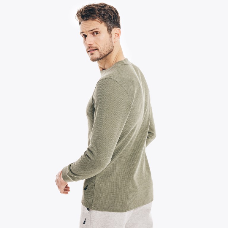 Nautica Long-sleeve Crewneck Thermal T-shirts Heren Groen | y2MHELrY