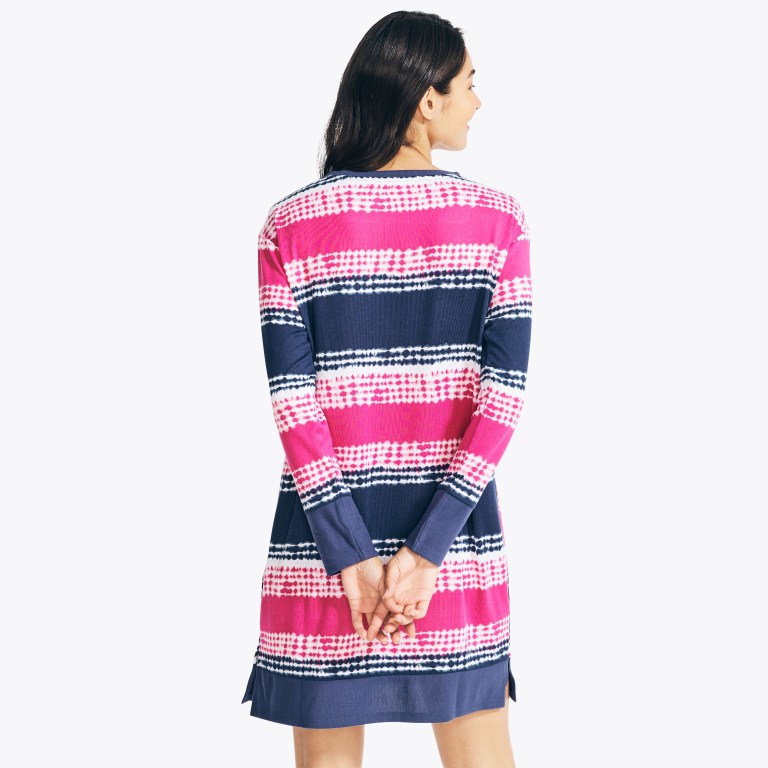 Nautica Long-sleeve Striped Sleep Sleepwear Dames Lichtturquoise | k4FiWLQn