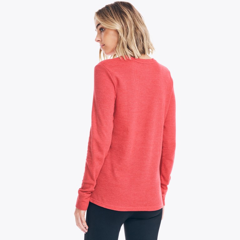 Nautica Long-sleeve V-neck Thermal Base Layer Dames Roze | 3SUx6LnC