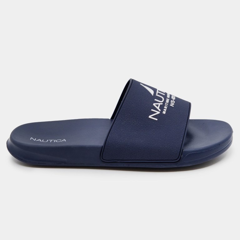 Nautica Maritime Logo Badslippers Heren Donkerblauw | POWU2FDw