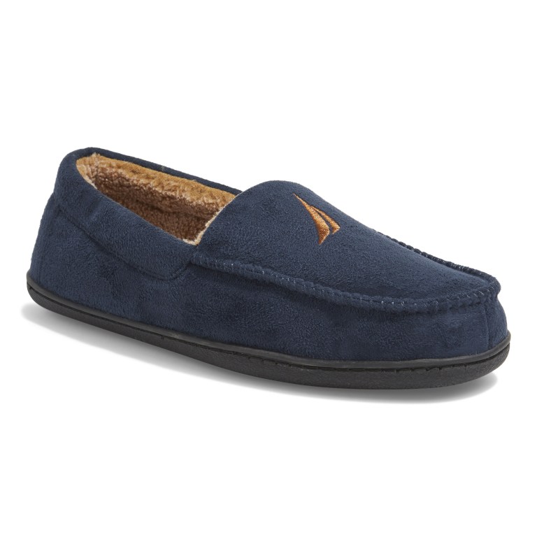 Nautica Microsuede Fleece Gevoerde Slippers Slippers Heren Donkerblauw | mGk3pvck