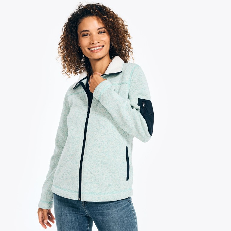 Nautica Mock-neck Fleece Jassen Dames Blauw | BSI5dhUF