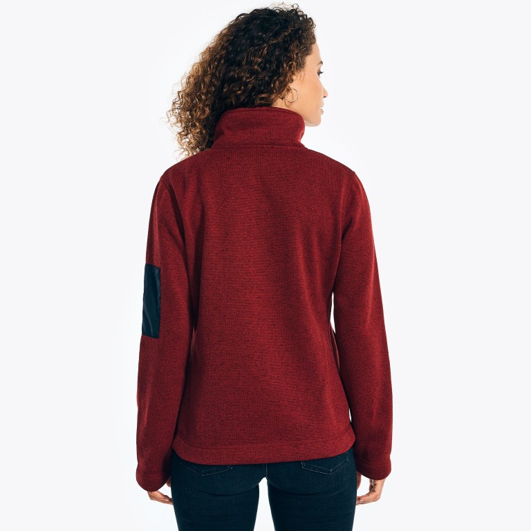 Nautica Mock-neck Fleece Jassen Dames Rood | 7GNUhCdF