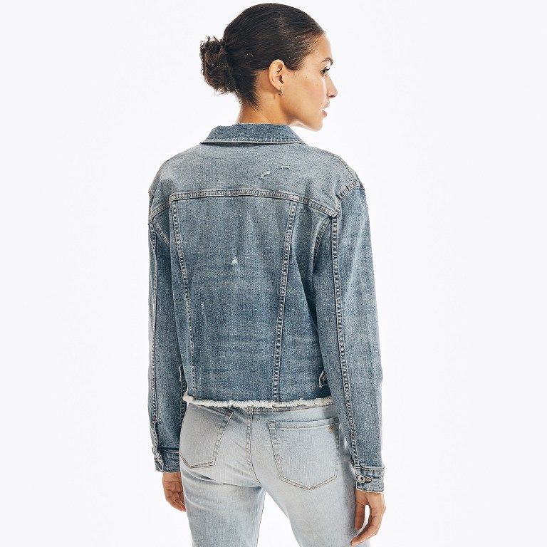 Nautica Nautica Co. Frayed Denim Jassen Dames Lichtturquoise | 4rtgOHBQ