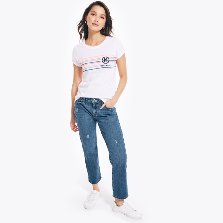 Nautica Nautica Co. Logo T-shirts Dames Wit | tLRoBUco