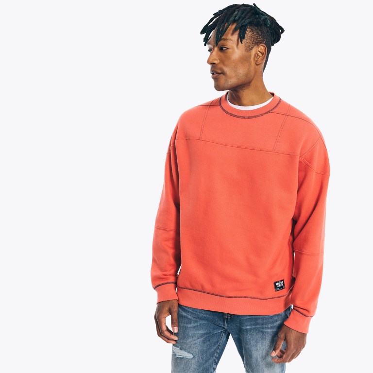 Nautica Nautica Co. Sustainably Crafted Crewneck Sweatshirts Heren Rood | 7c4DY49v